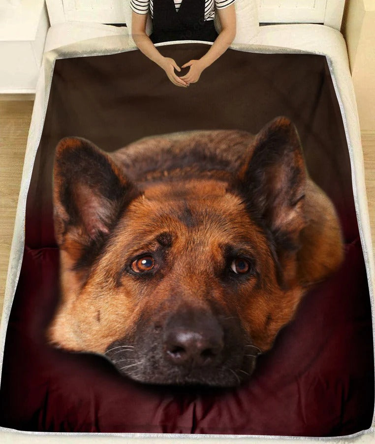 German Shepherd Blanket, Dreaming German Shepherd – Dog Lover Throw Sherpa Fleece Premium Blanket