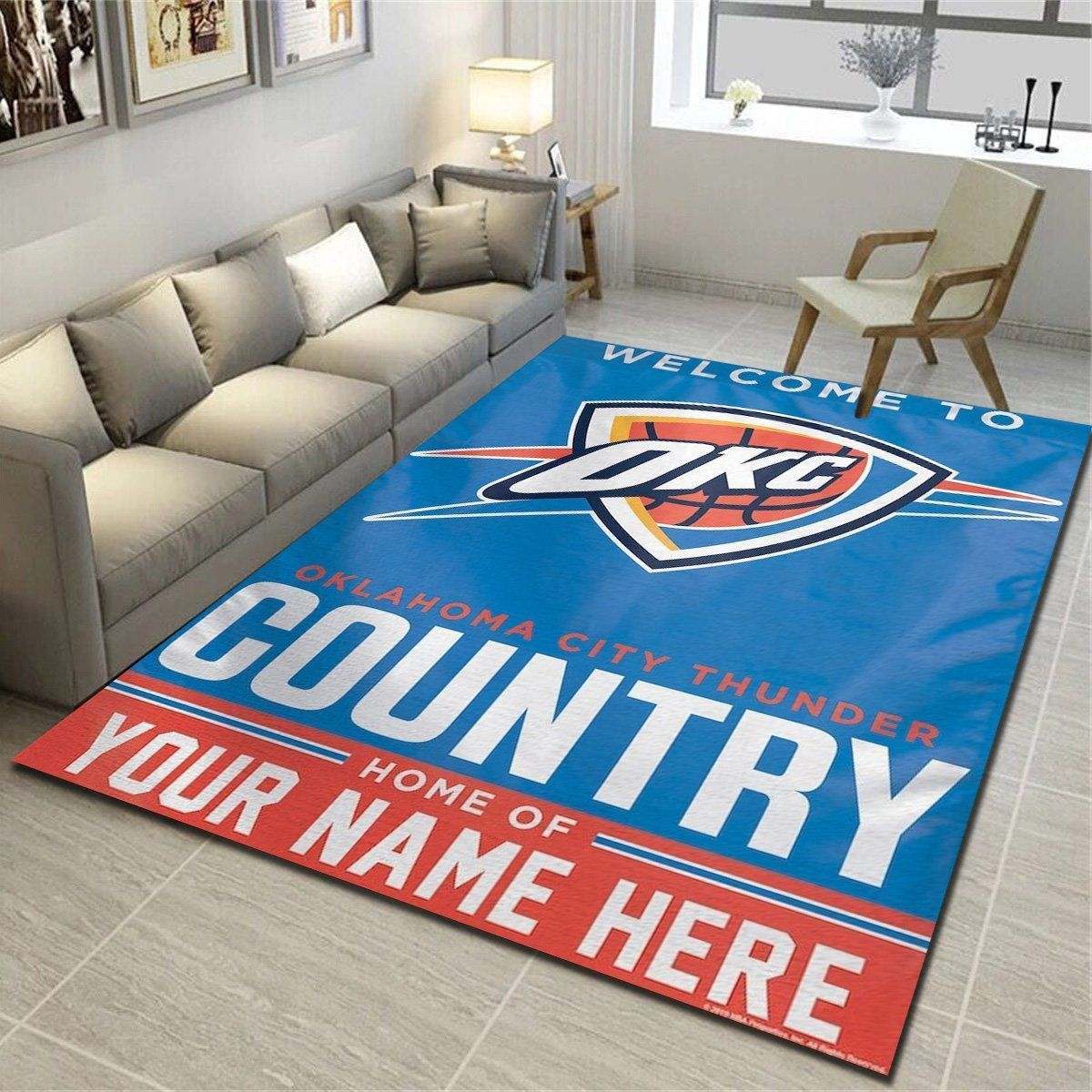 Oklahoma City Thunder Personalized Rug, Living Room Bedroom Carpet, Customized Floor Mat Home Decor