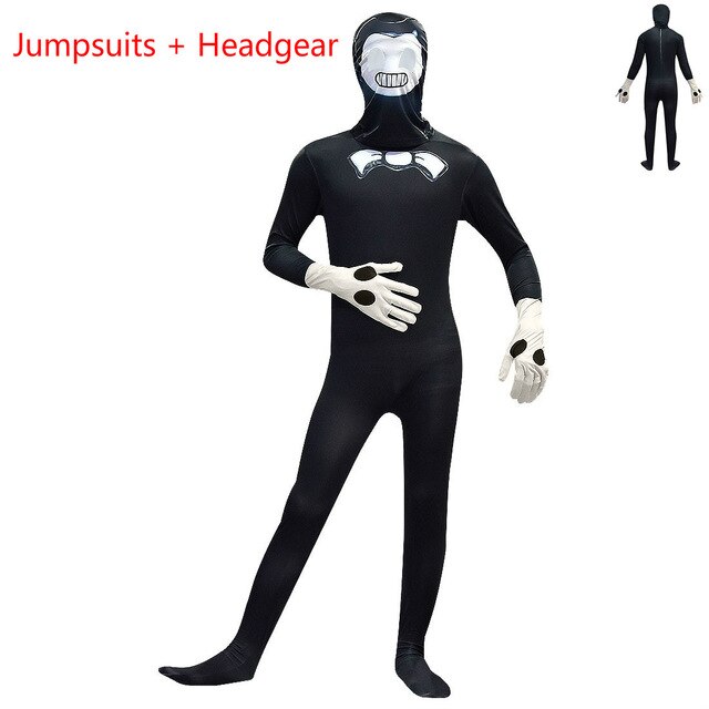 Anime Jack Skellington Kids Cosplay Costume Christmas Carnival Fancy Black Stripe Jumpsuit+Mask Children Boys Clothes alx