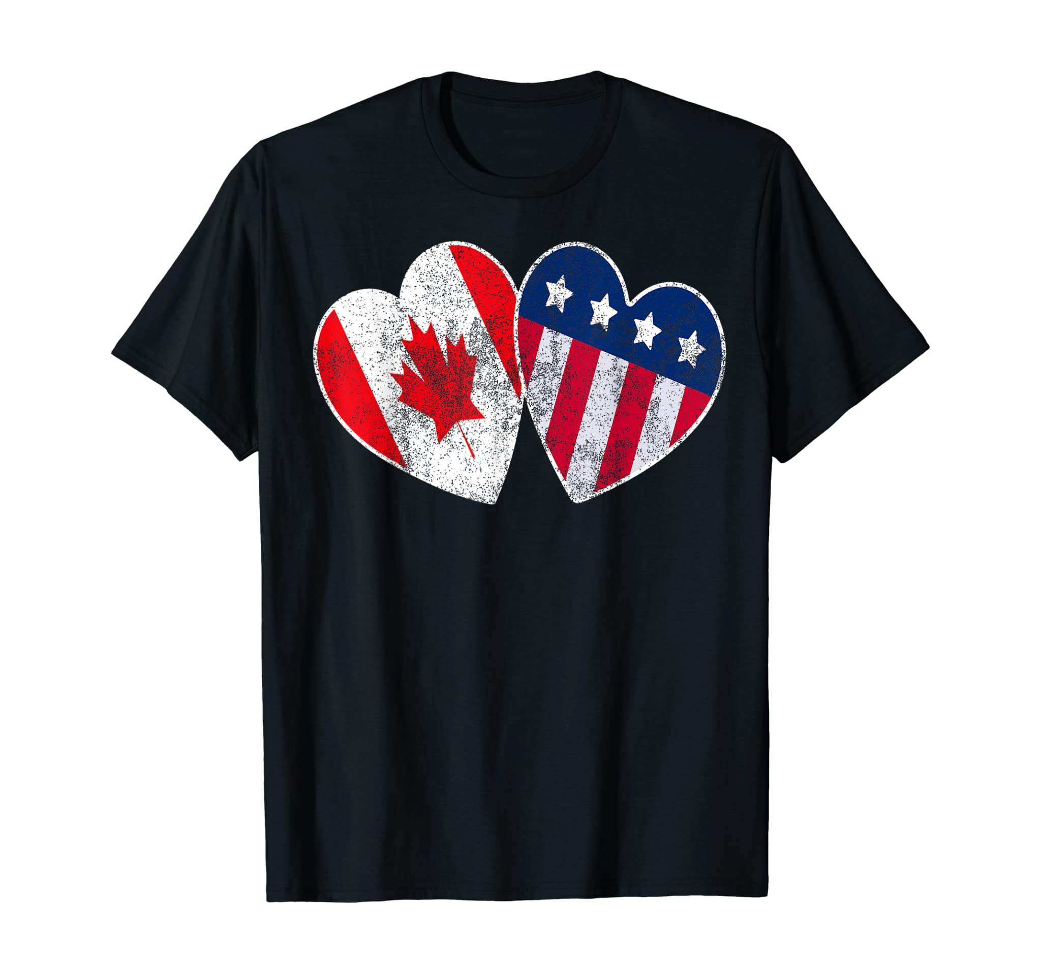 Grunge Canadian Americans Flag America Canada US Flag Heart T-Shirt