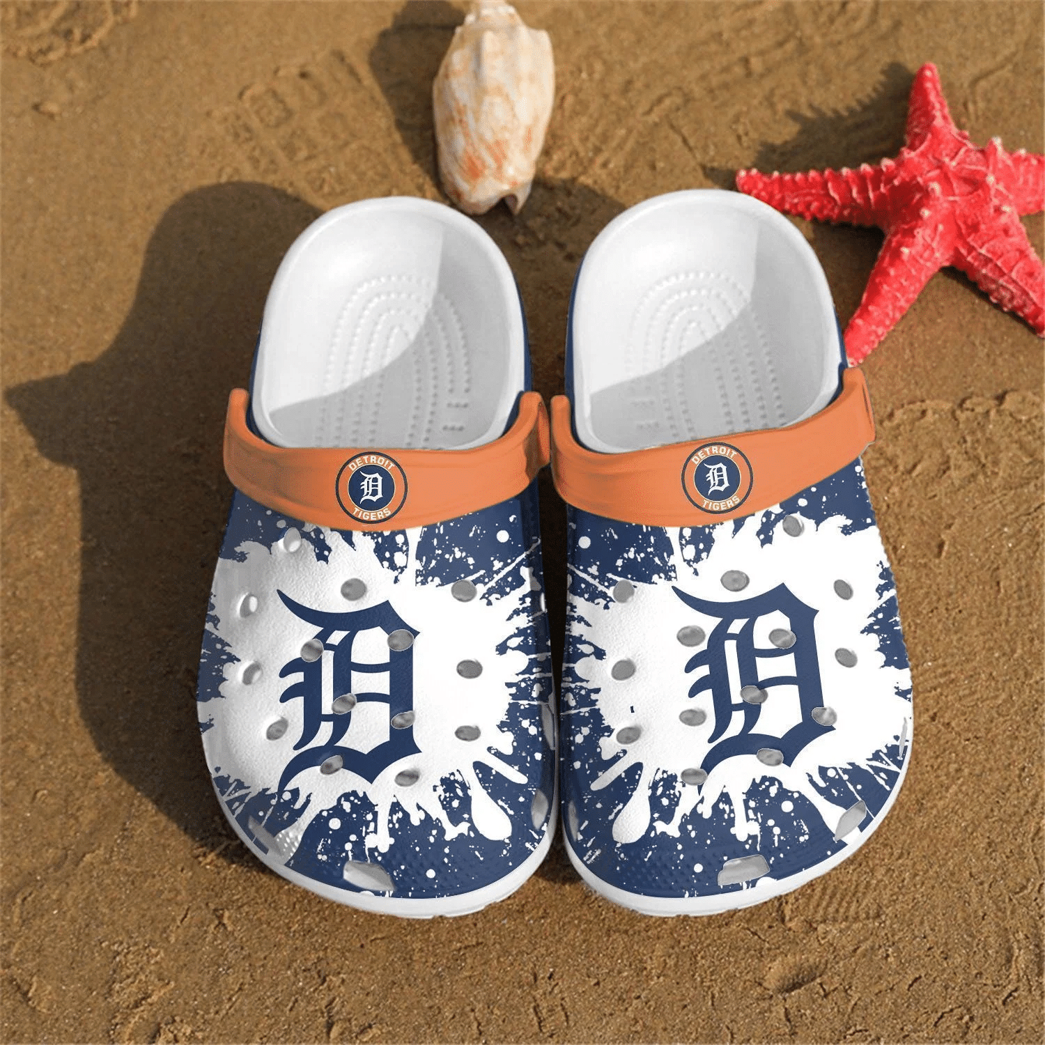 Detroit Tigers Team Crocs Crocband Clog Comfortable Water Shoes