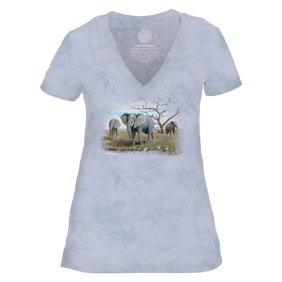 Three African Elephants – Women’s Tri-Blend V-Neck T-Shirt