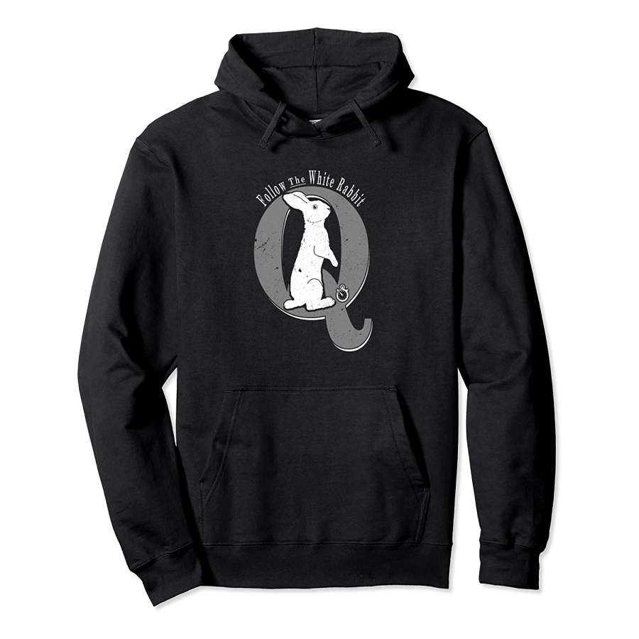 Q Anon Follow The White Rabbit Pullover Hoodie Unisex 3D All Over Print