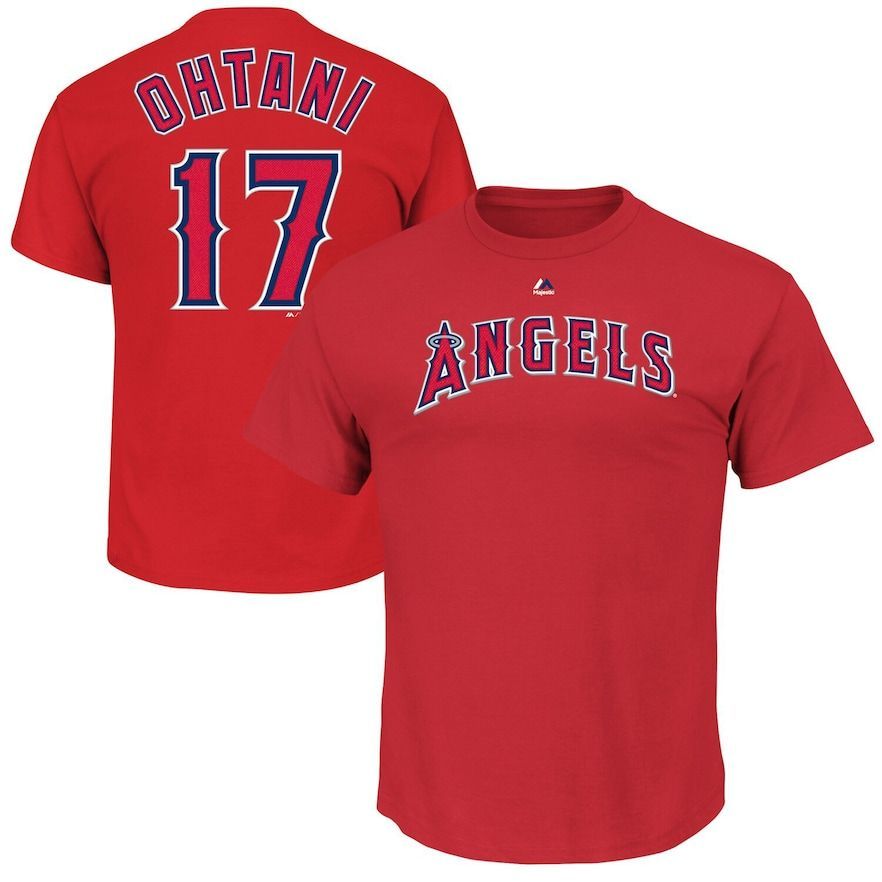 Clothing Shohei Ohtani Red Los Angeles Angels Name Number Tshirt 9892