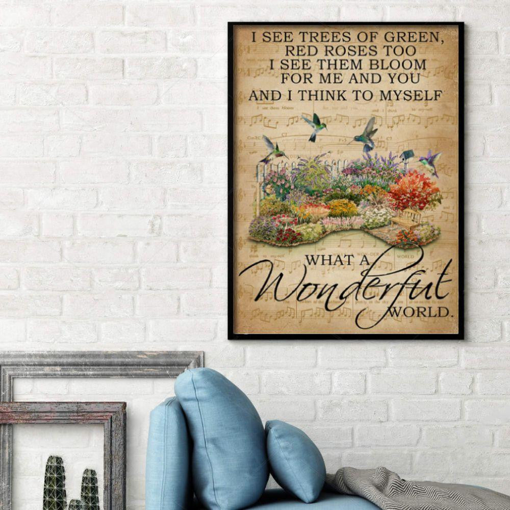 Vintage Flower Garden With Hummingbirds Poster – I See Trees Of Green Canvas Home Décor Valentine Gifts For Women – Gigo Smart