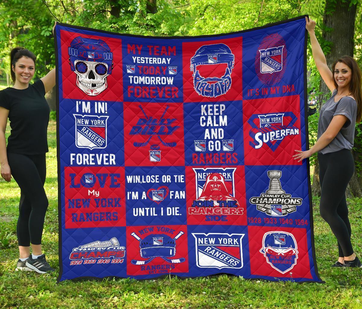 New York Rangers Quilt Blanket For Fan Gift