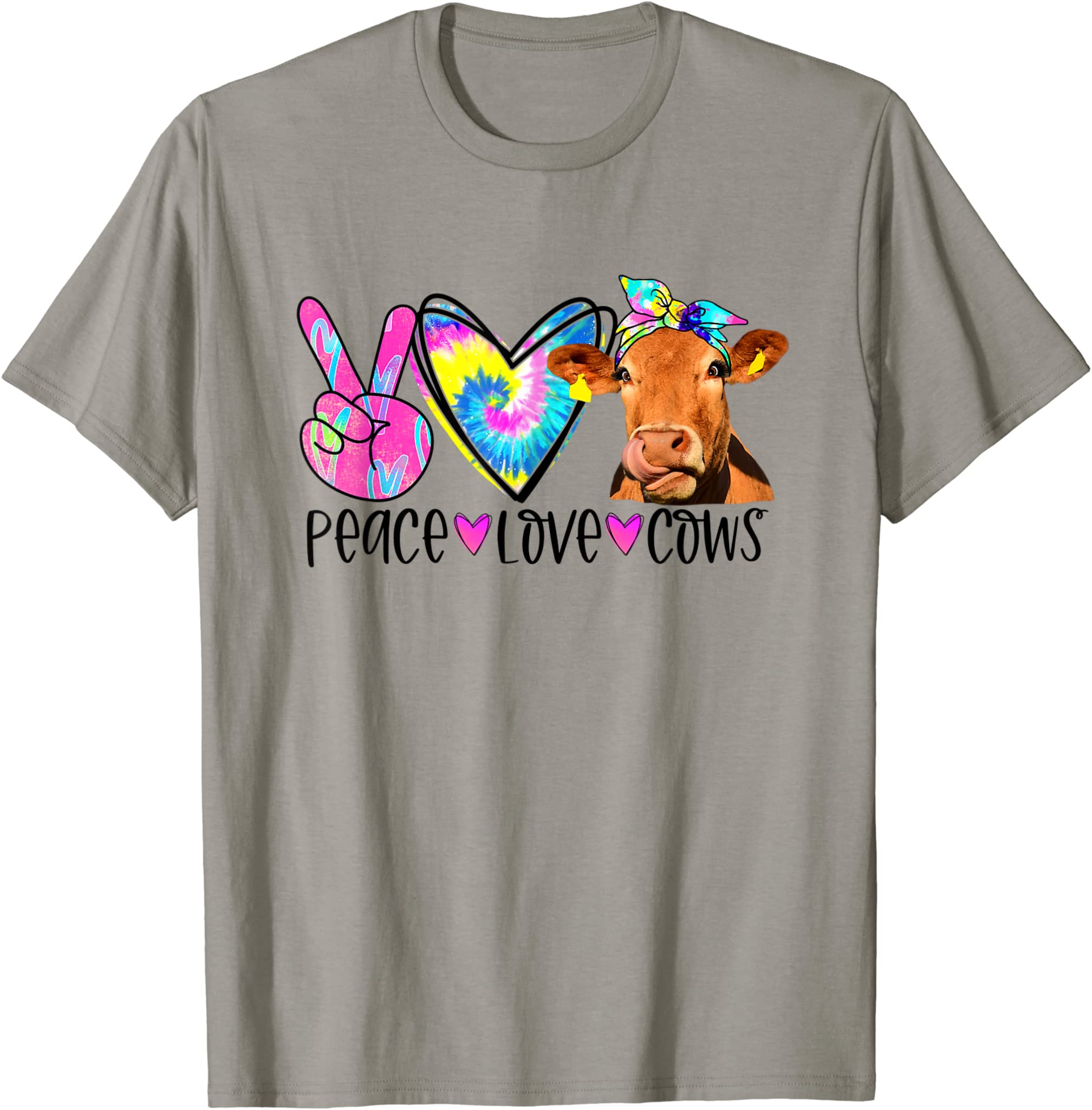 Peace Love Cows Tie Dye Rainbow Vegan Farm Girl T-Shirt