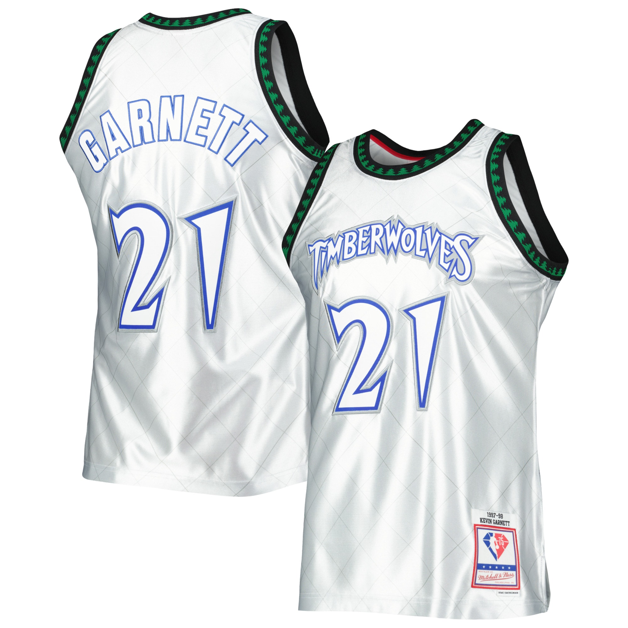 Kevin Garnett Minnesota Timberwolves Mitchell & Ness 1997/98 Hardwood Classics 75th Anniversary Swingman Jersey – Platinum