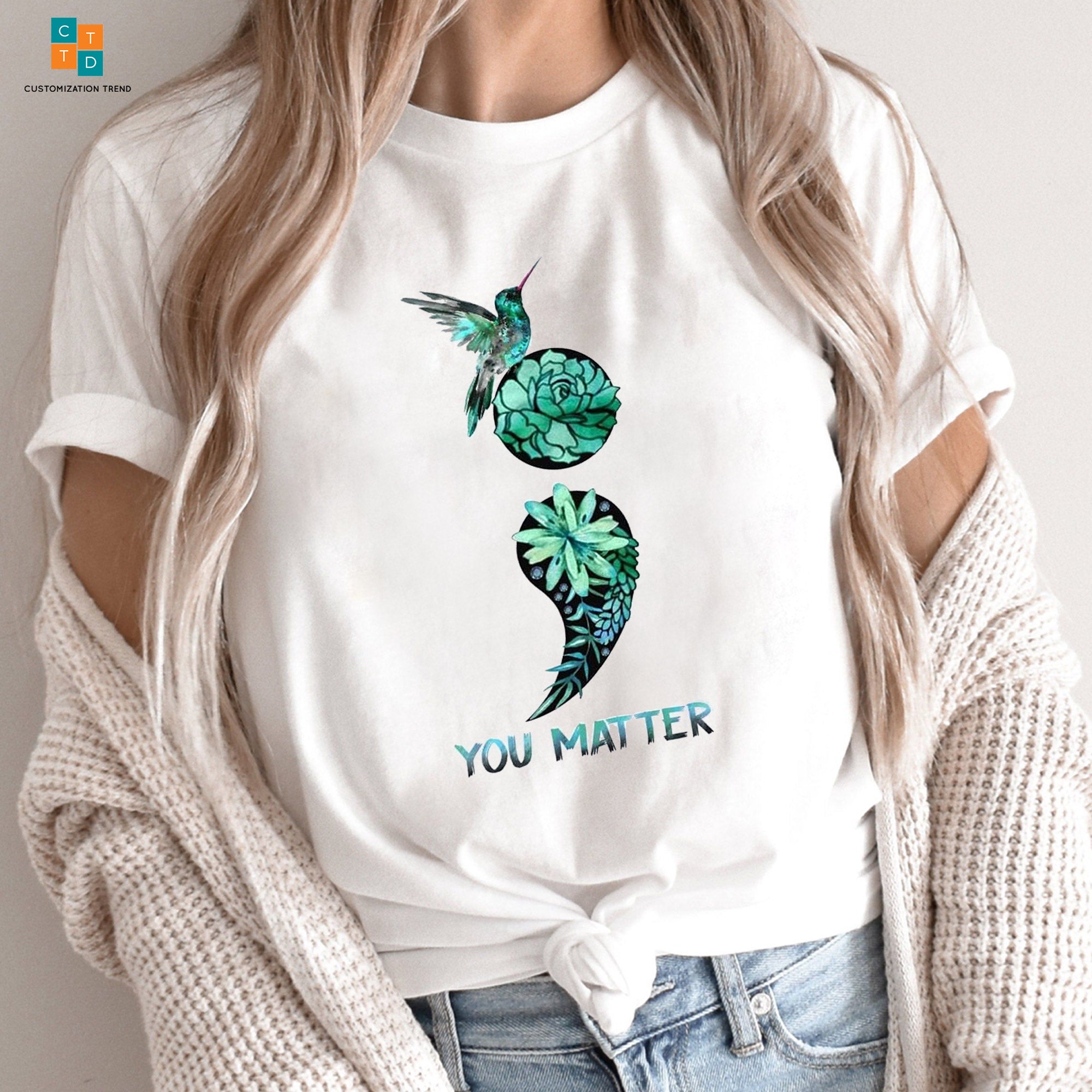 Suicide Prevention Awareness Semicolon Green Bird You Matter Hoodie, Shirt
