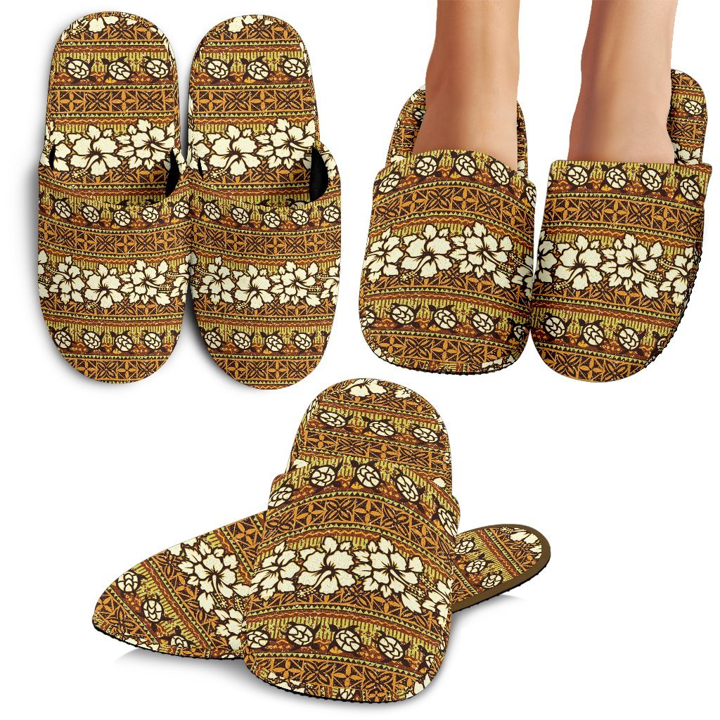 Sea Turtle Aztec Hibiscus Hawaii Pattern Print Premium Home Slippers Ha79366