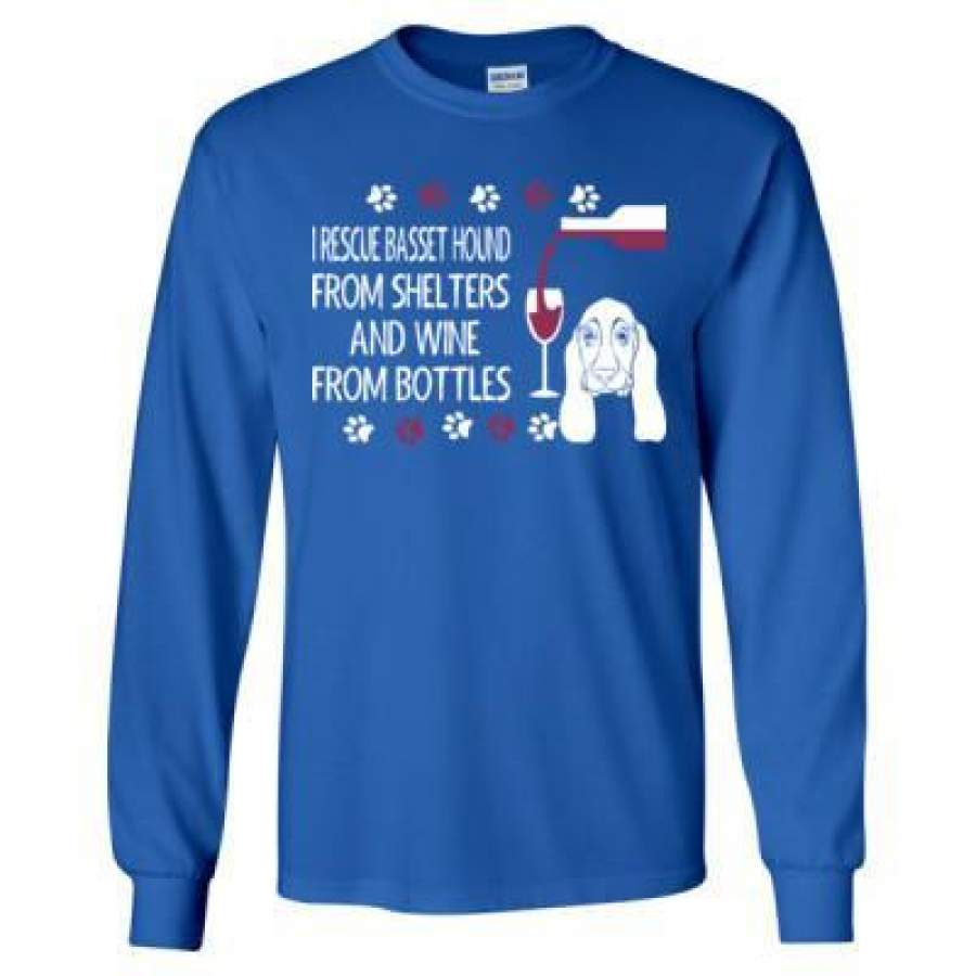 AGR Rescue Basset Hound From Shelters Wine From Bottles – Long Sleeve T-Shirt