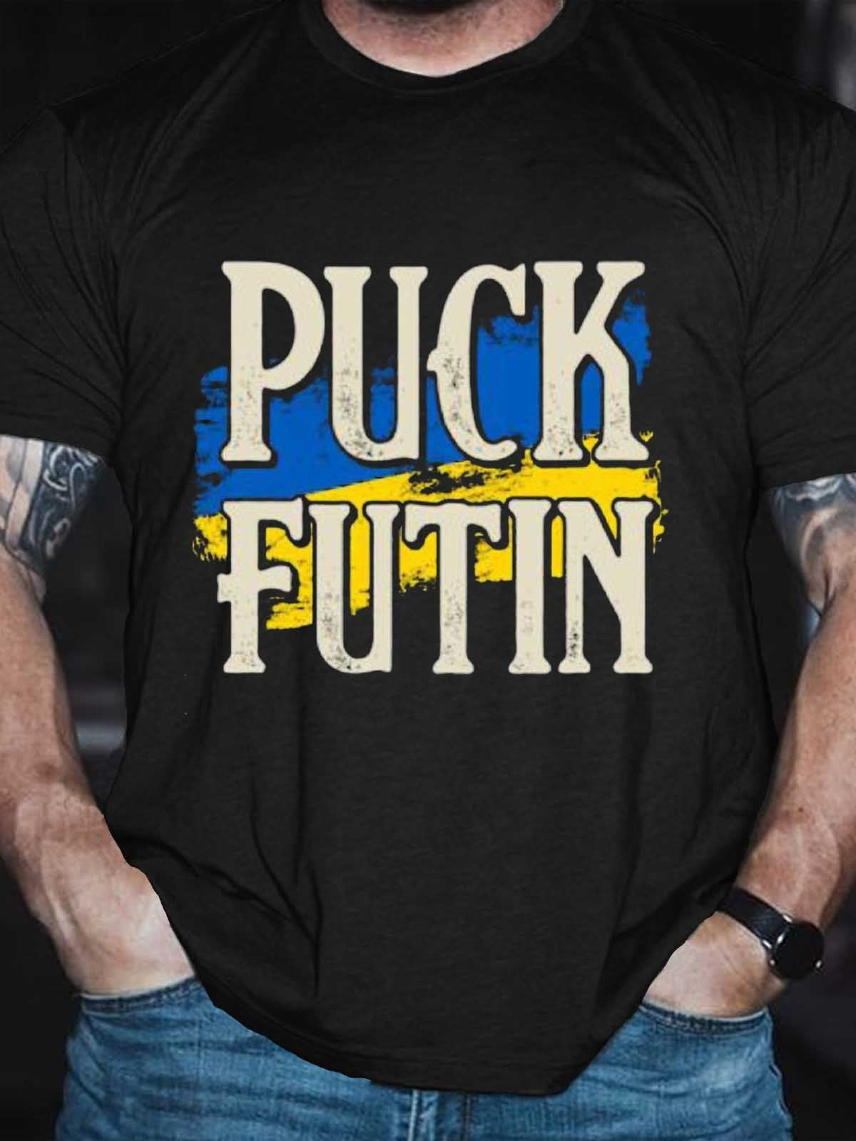 Men Puck Futin I Stand With Ukraine Free Ukraine Anti Putin T-Shirt