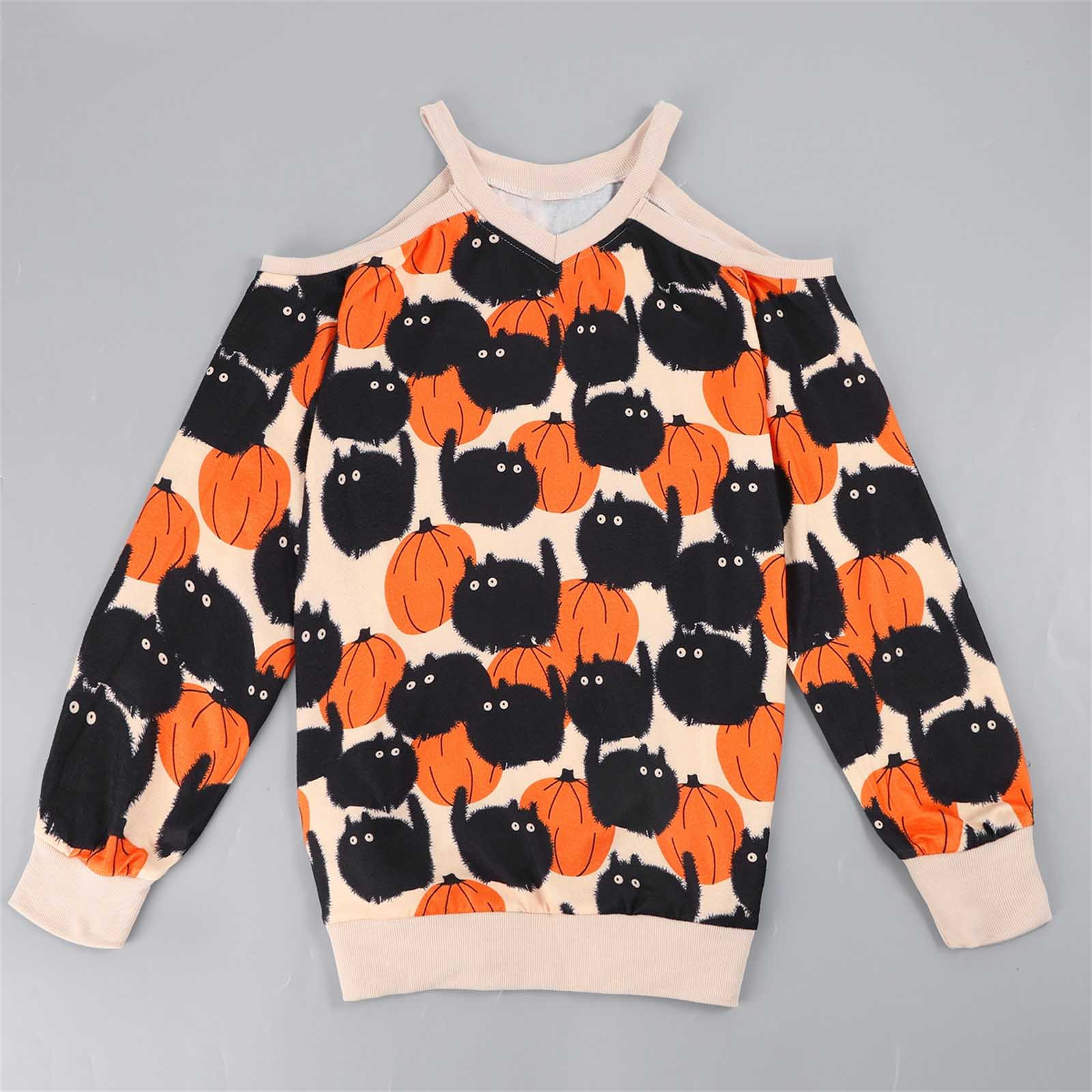 2021 Knitted Jumpers Свитер Off Shoulder Halloween Sweater Women Cartoon Pullovers Female Black Cat Pumpkin Knitwear Ladies alx