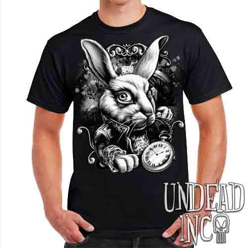 Alice In Wonderland White Rabbit Black & Grey – Mens T Shirt