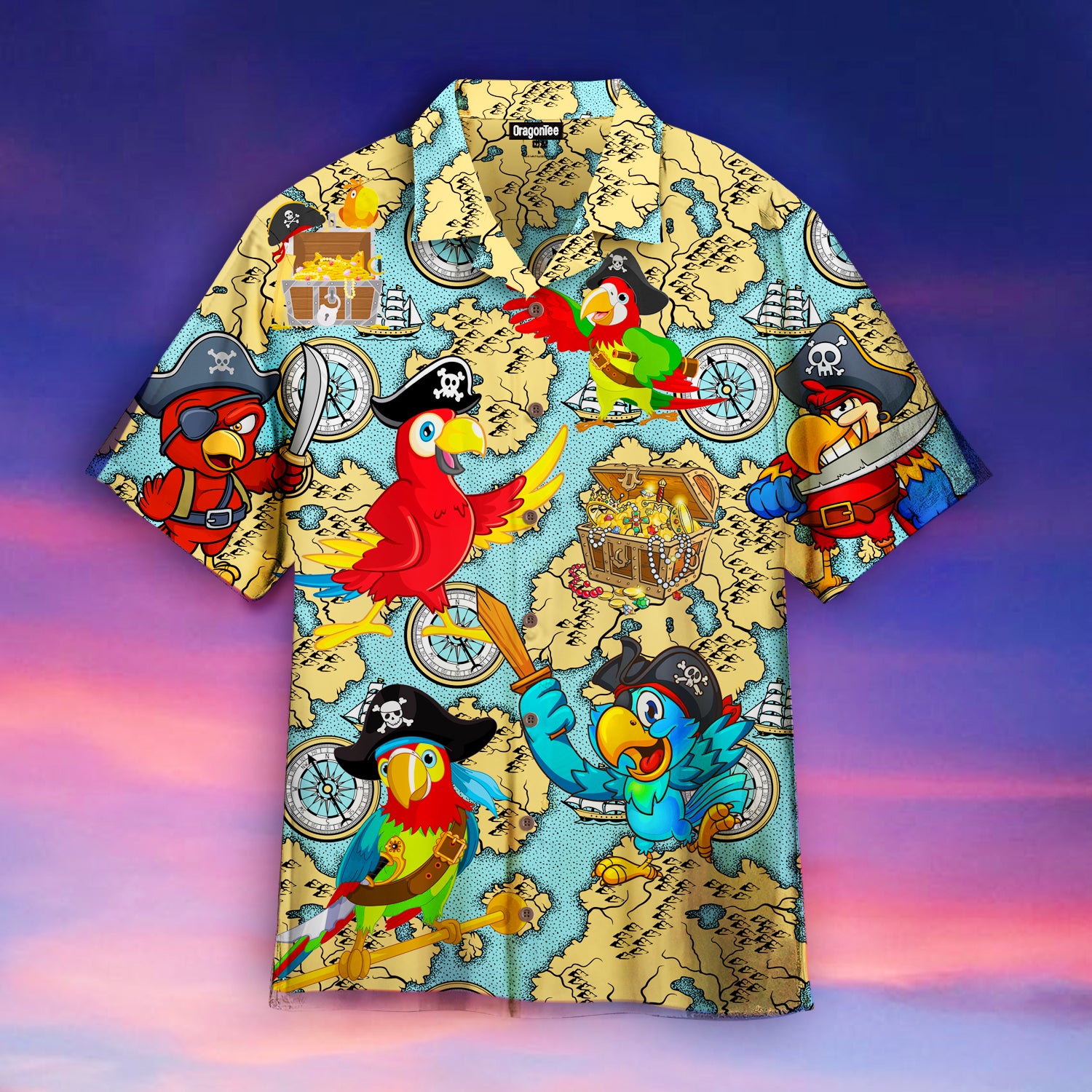 Oragontee Amazing Pirate Parrots Hawaii Shirt For Men Women Adult Ha43774