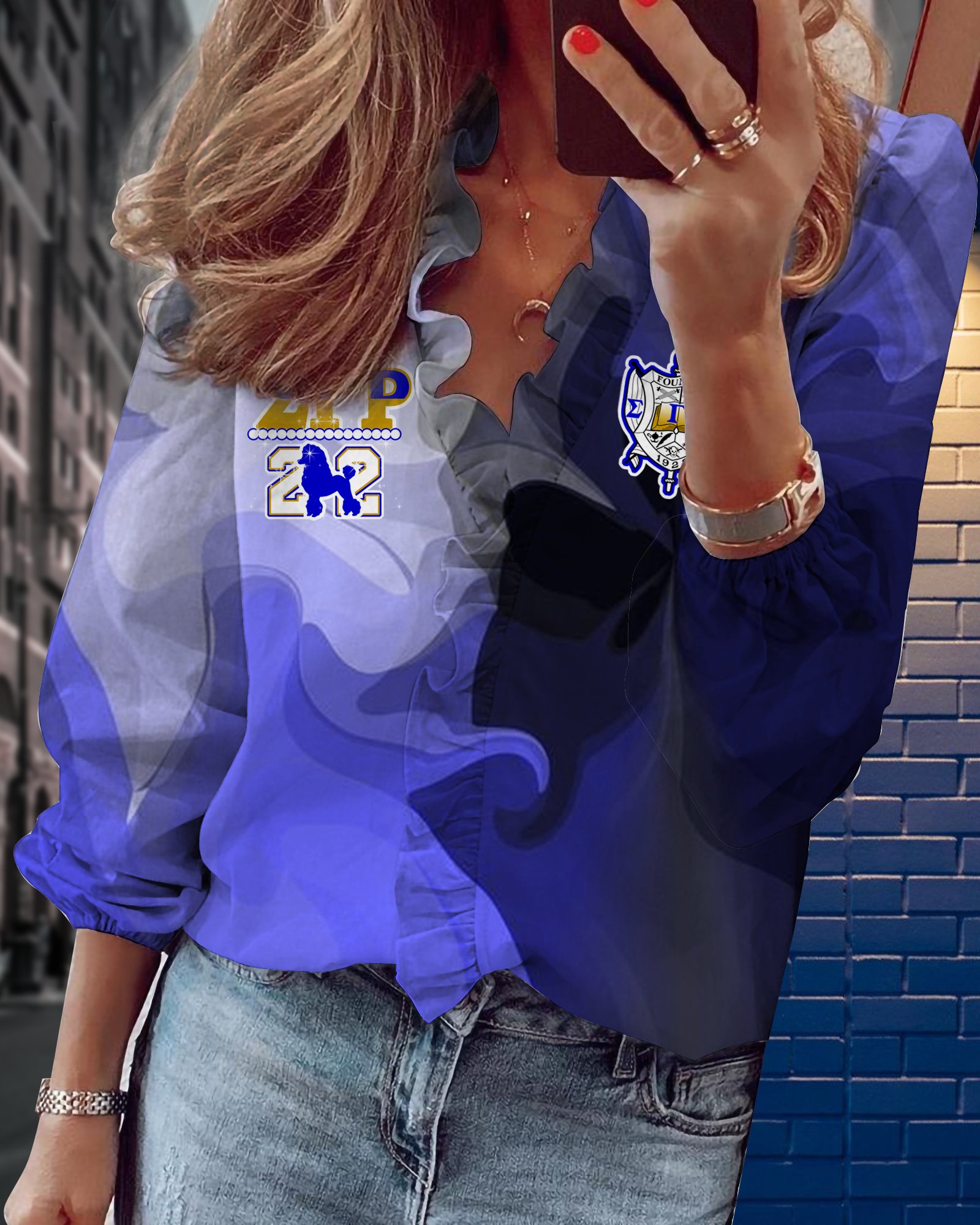 Sigma Gamma Rho V-neck long sleeve lace shirt 18