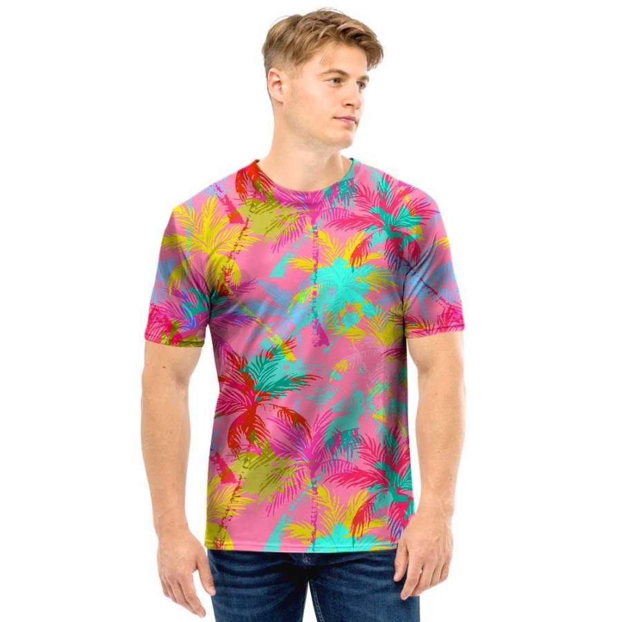 Colorful Palm Tree Hawaii Print Men T Shirt Ha12492