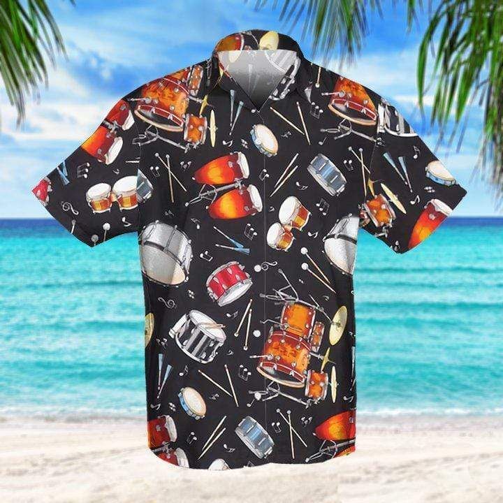 High Quality Awesome Drum Black Hawaii Aloha Shirts Ha71605