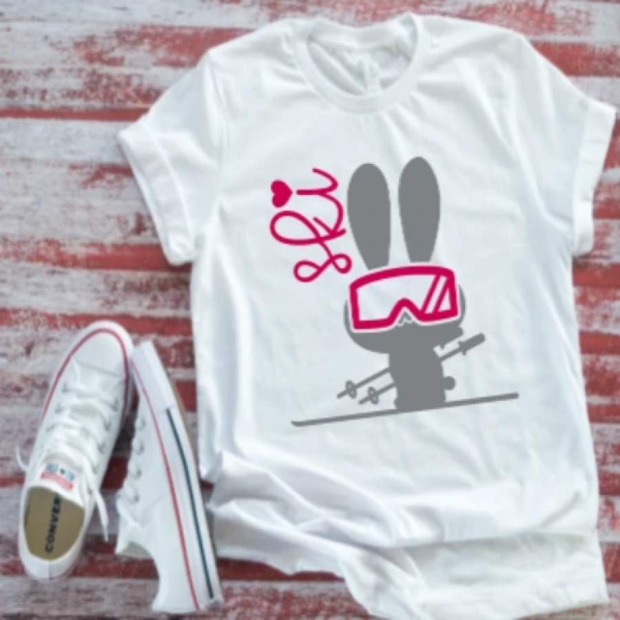 Ski Bunny Winter Men’s & Women’s White Short Sleeve T-shirt  / FREE SHIPPING.