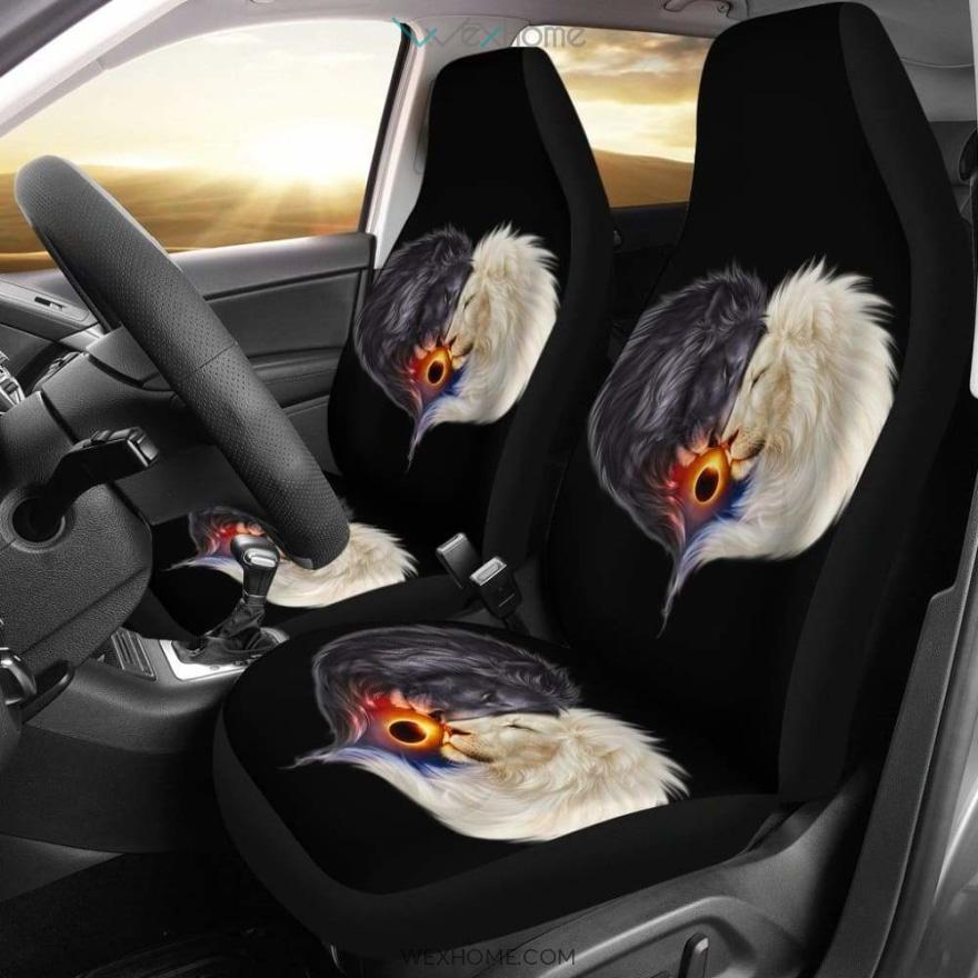 Black & White Lion Sun And Moon Car Seat Covers Amazing Gift Ideas