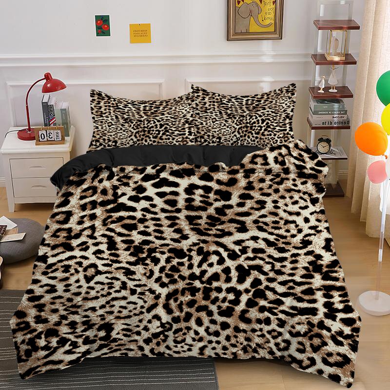 Zeimon 3D Leopard Print Bedding Set Duvet Cover Teens Adult Bedspread With Pillowcase 2/3 Pieces