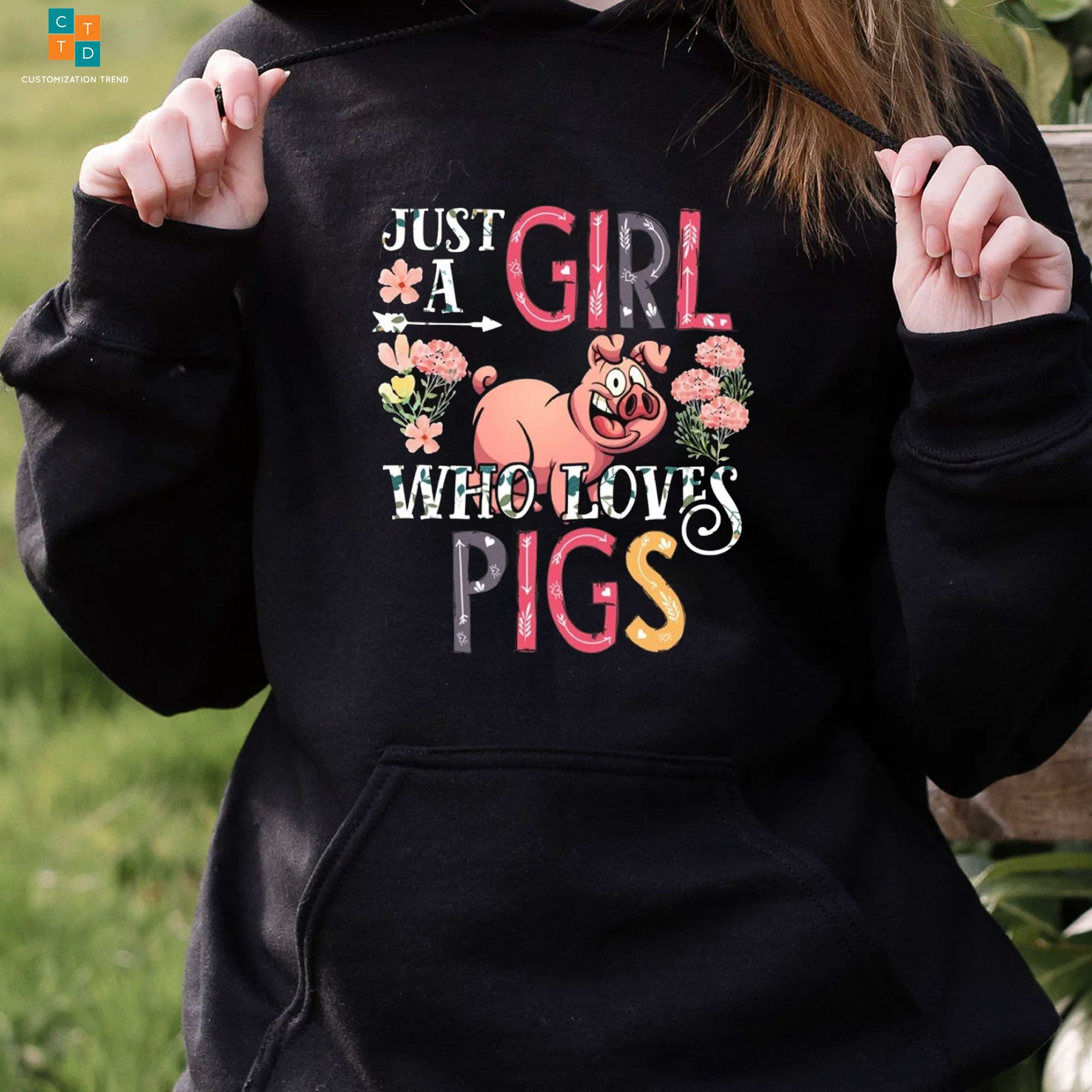 Just A Girl Who Loves Pigs Flowers Hoodie, Shirt