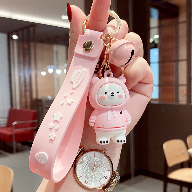 Cute Cartoon Sweater Bear Keychain Creative Soft Epoxy Animal Doll Bag Pendant Accessories Men Women Car Key Ring Jewelry Gifts alx