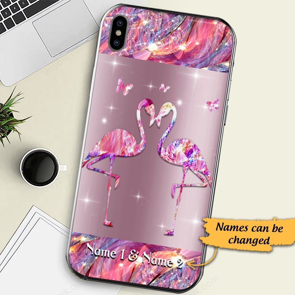 Personalized Flamingo Couple Phone Case