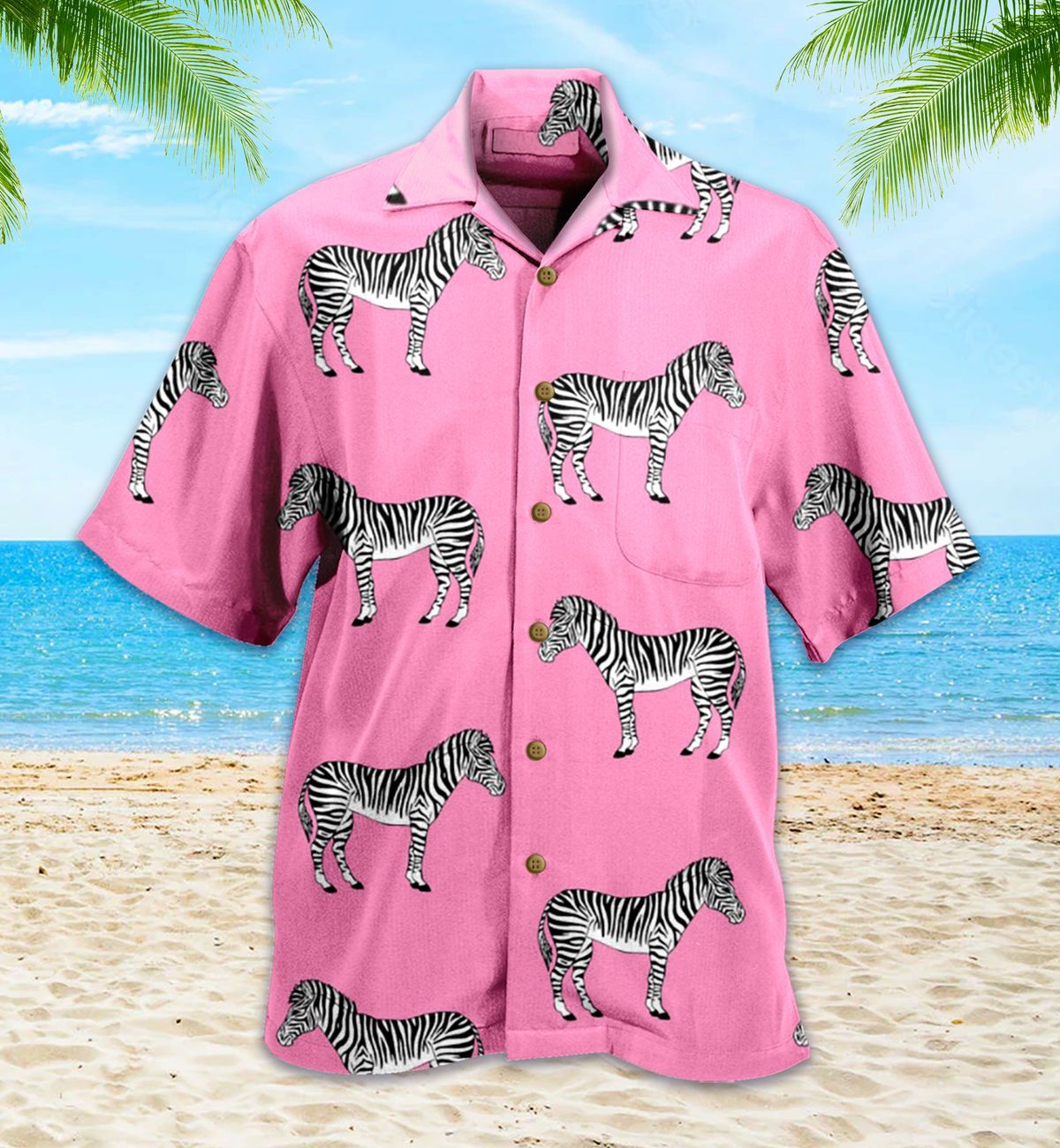 Pink Zebra Pattern Hawaiian Shirt