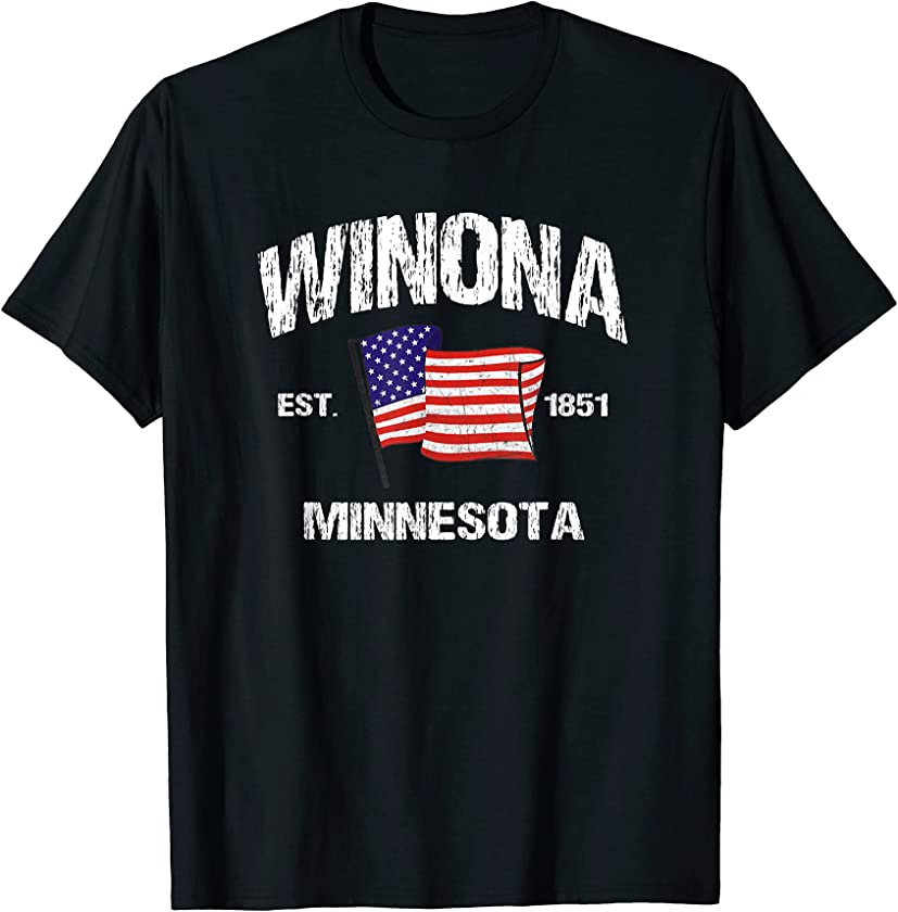 Winona Minnesota MN USA Stars & Stripes Vintage Style T-Shirt