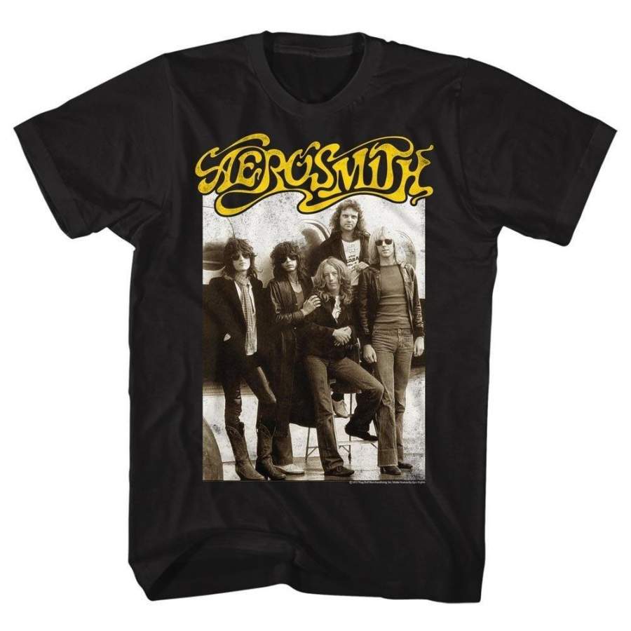 Aerosmith American Rock Band Aeroplane Black Adult T-Shirt Tee