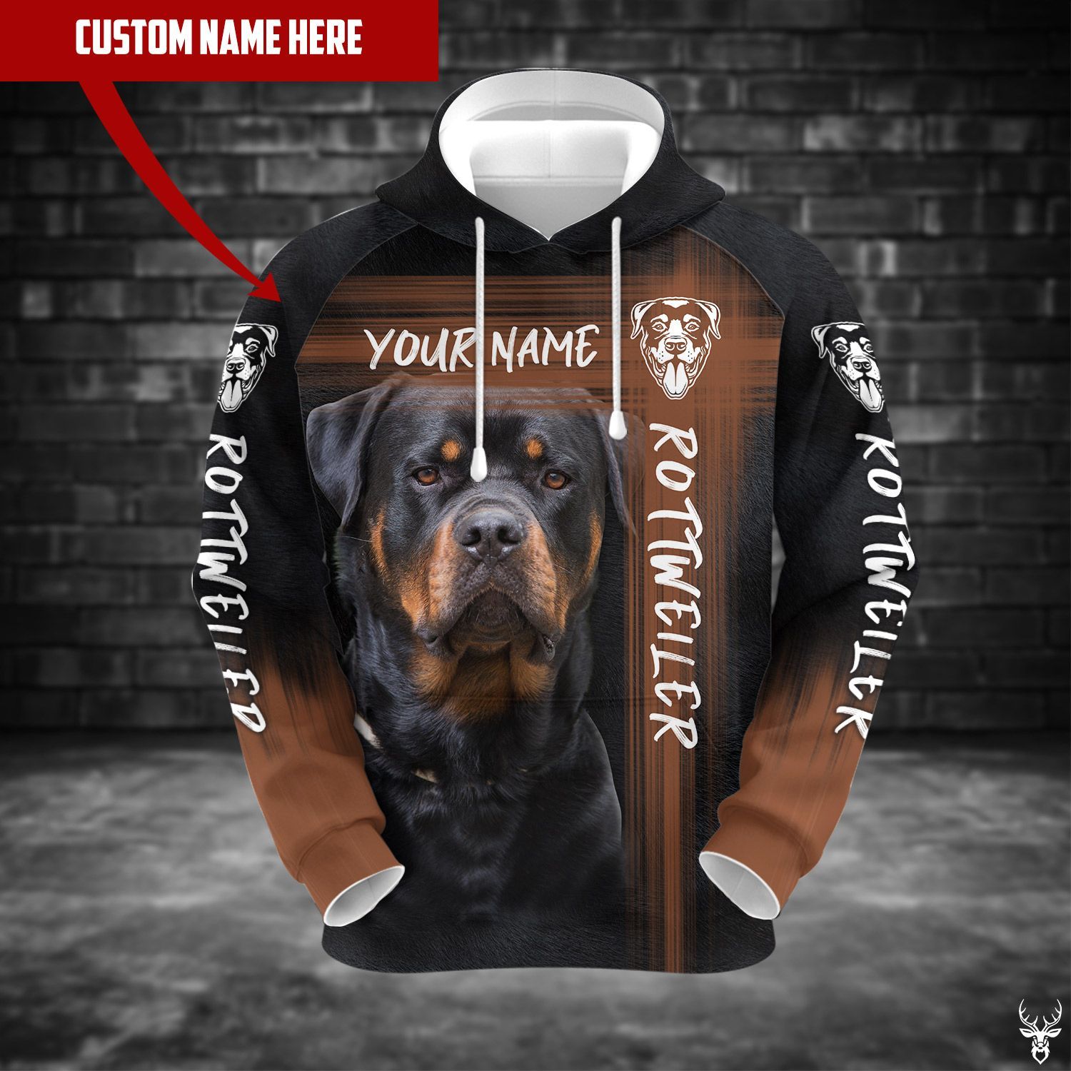 TJJ242009Y05GR ROTTWEILER CUSTOM NAME HOODIE YY