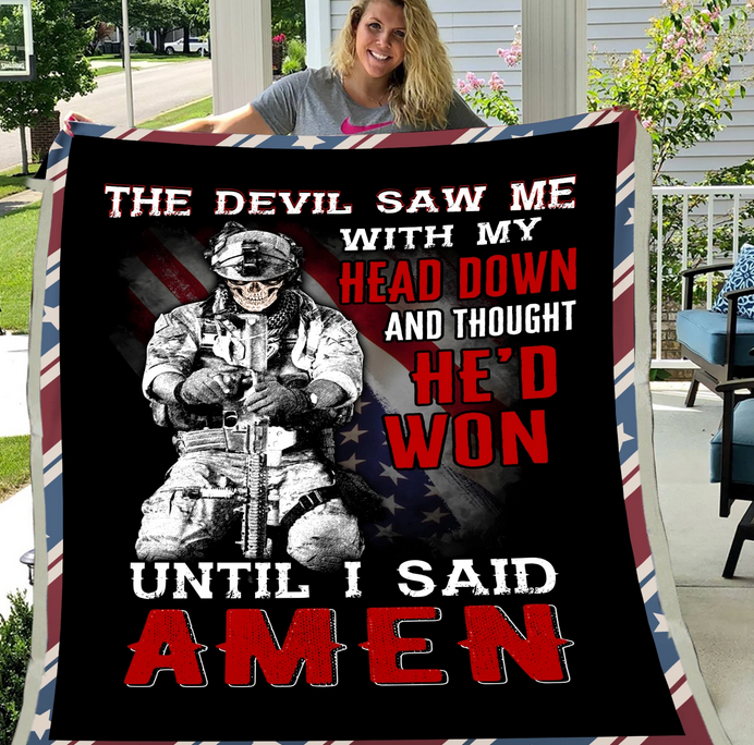 American Veteran Warrior, Soldier Fleece Blanket, Army Veteran Gift Blanket