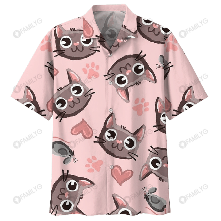 Cat Shirt – Love Pink Kitten Hawaiian Shirt Summer Hawaiian For Men, Women, Couple