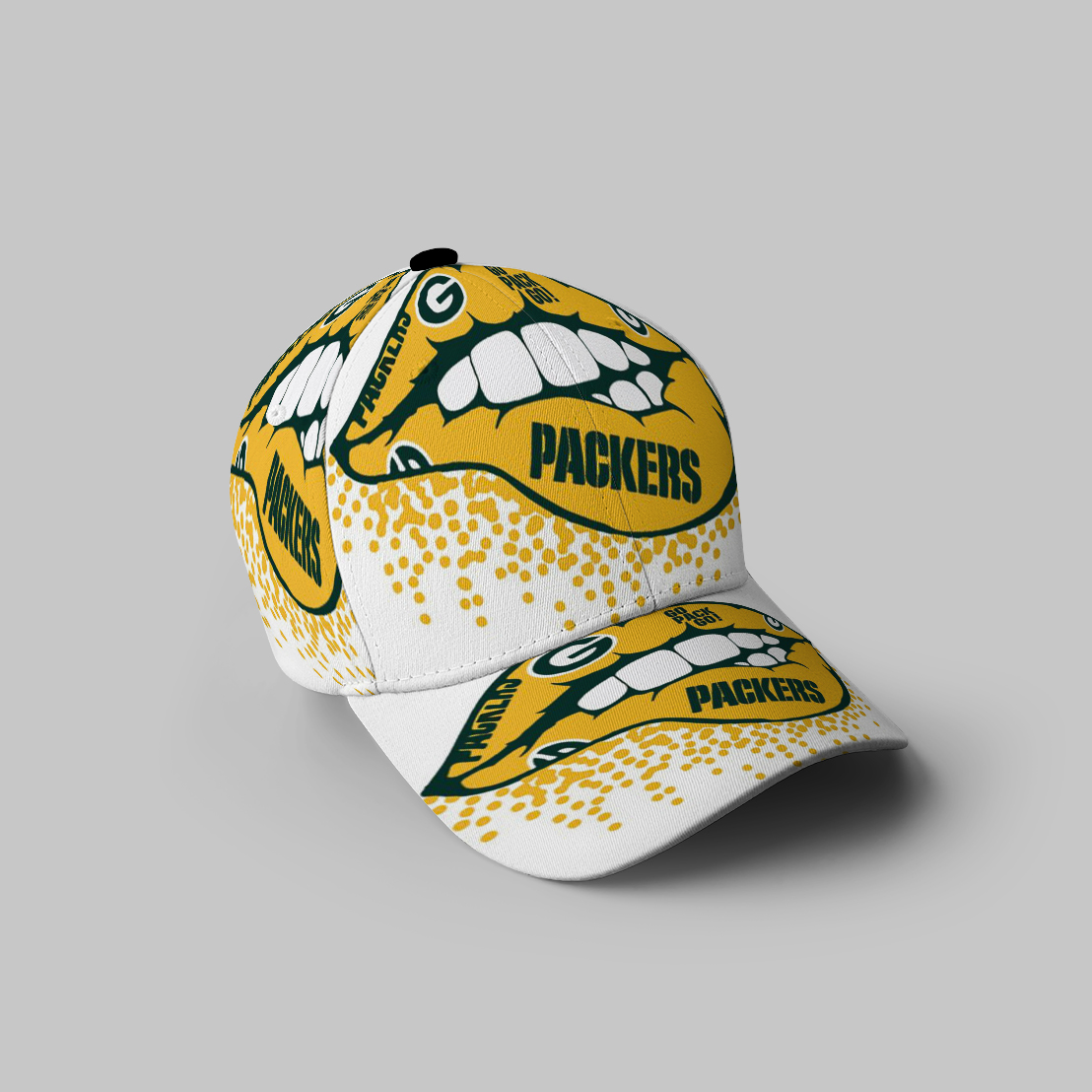 Green Bay Packers Go Pack Go Lips 3D Printing Baseball Cap Classic Hat