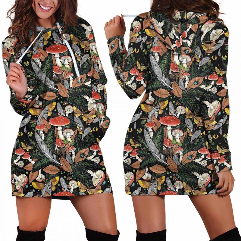 Animal & Forest Mushroom Hoodie Dress 3914