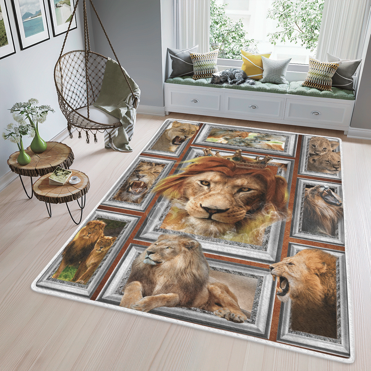 Wooni Lion Area Rug Rectangle Rug Wn1111123