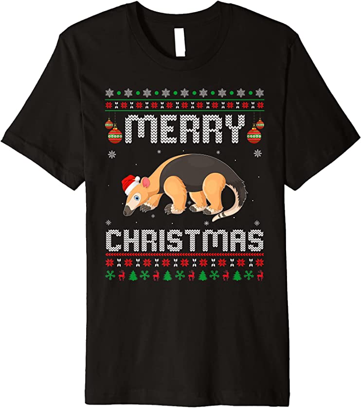 Aardvark Merry Xmas Design Matching Ugly Christmas Holiday Premium T-Shirt