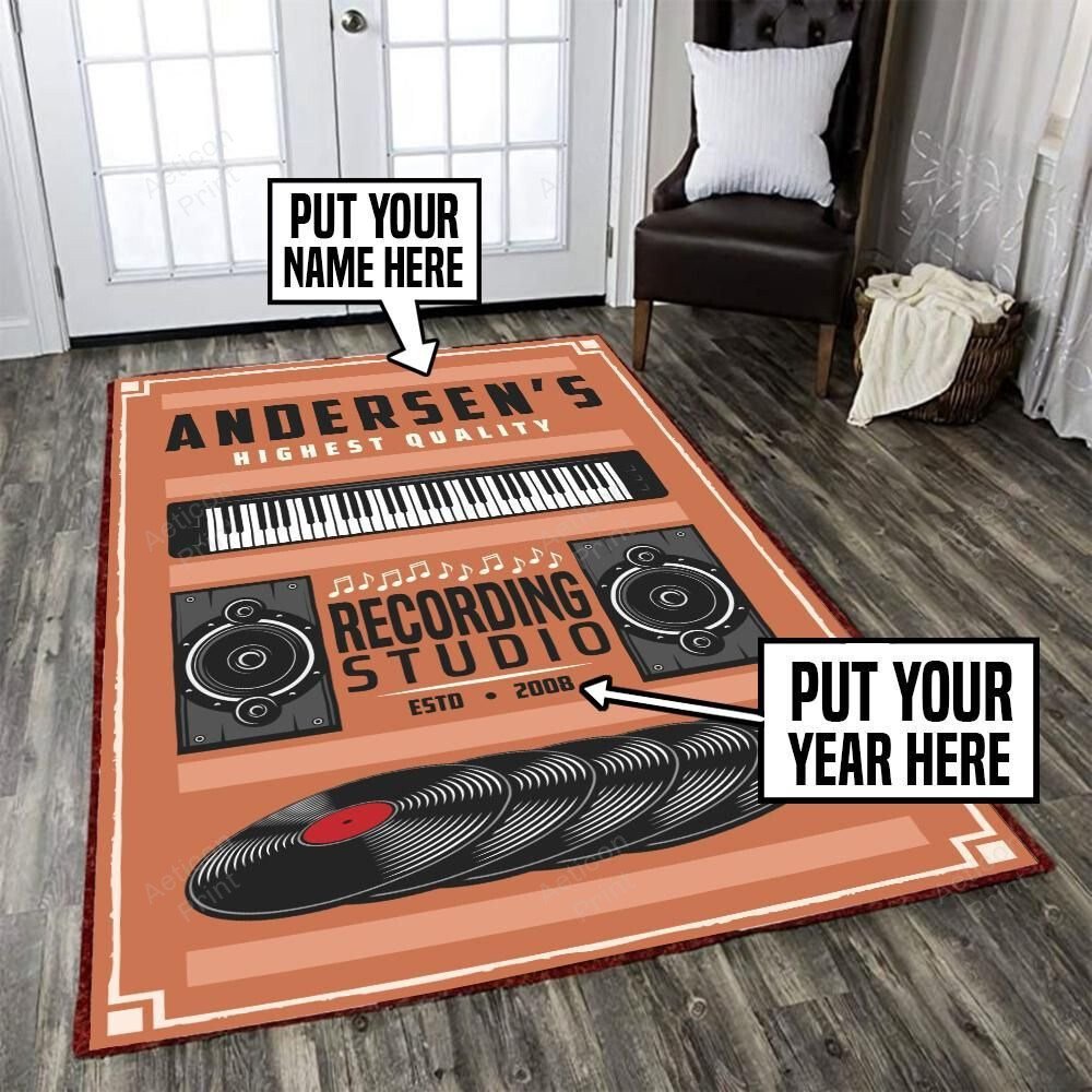 Personalized Music Studio Area Rug Carpet Vintage Home Decor Gift Idea 8