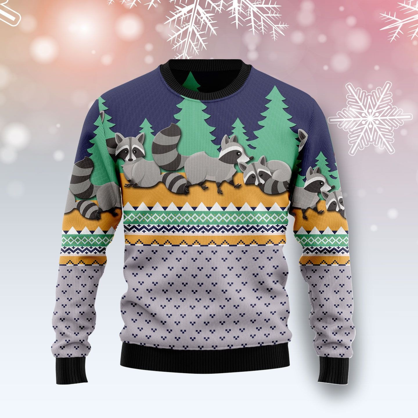 Raccoon Christmas Ugly Christmas Sweater | For Men & Women | Adult | Us4241