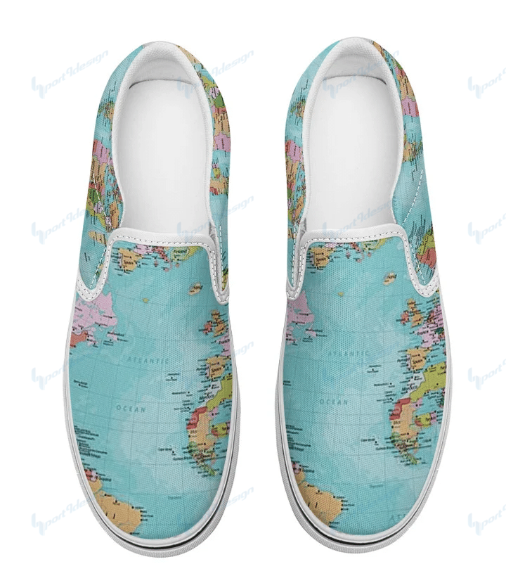 World Map Slip On Shoes 026