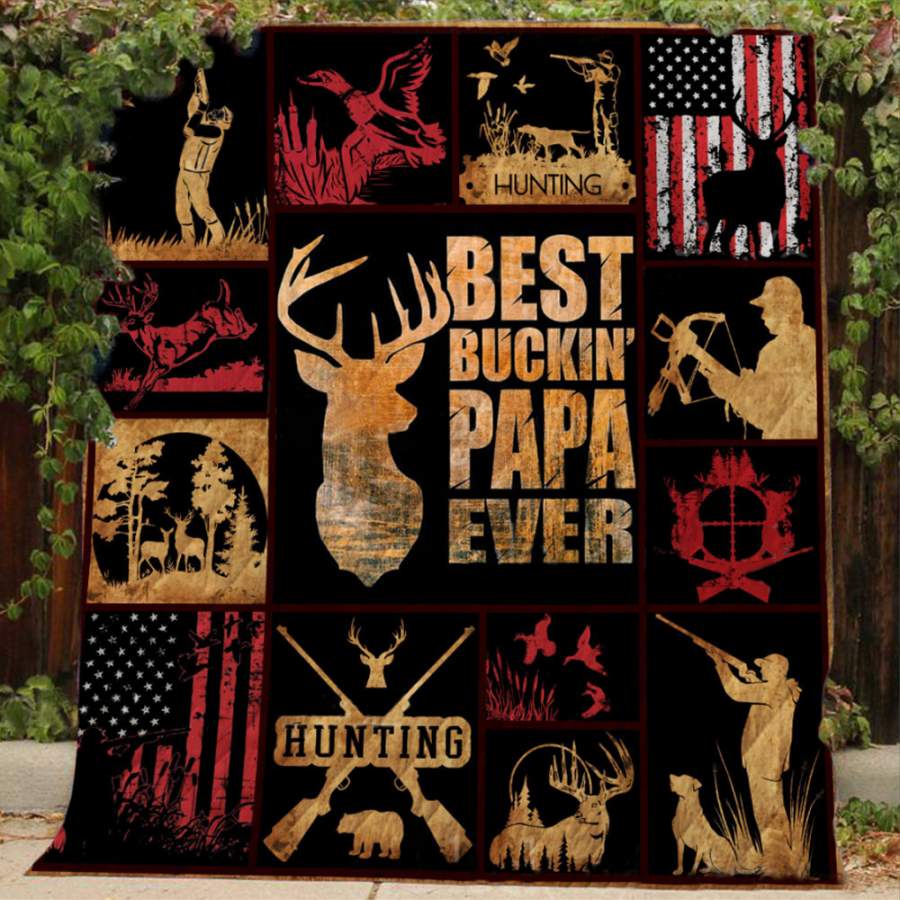 Wozoro Quilt Blanket Hunting Deer Best Buckin Papa Ever Twin, Queen, King Size