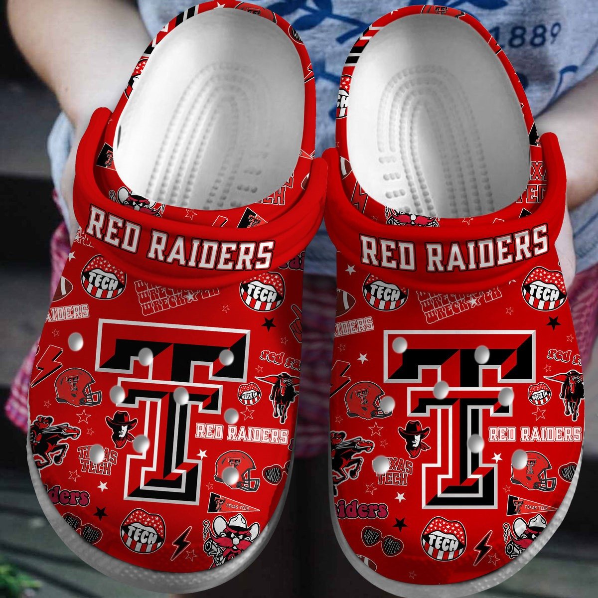 Texas Tech Red Raiders NCAA Sport Crocs Crocband Clogs Shoes Comfortable For Men Women and Kids 2