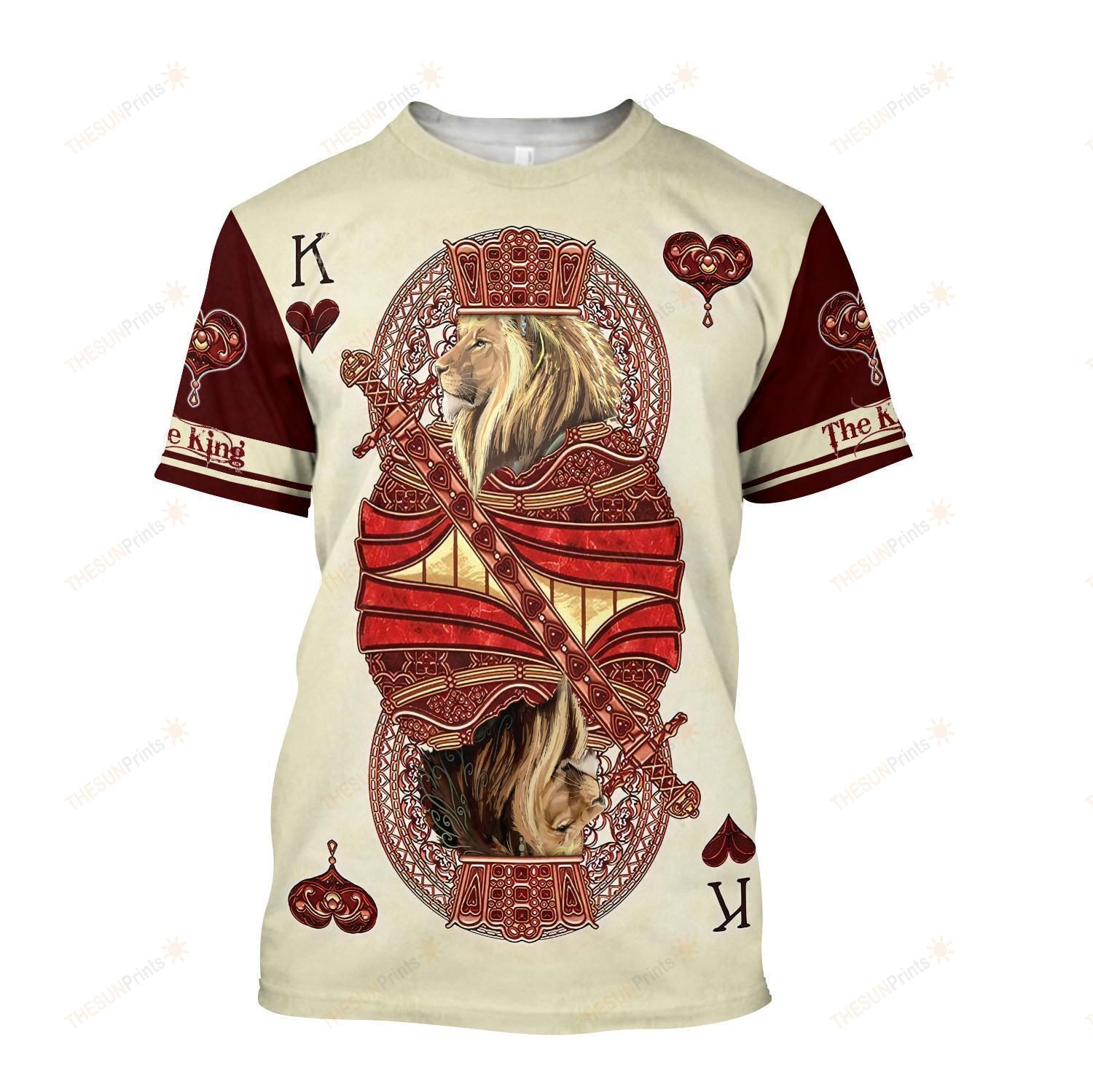 The King Club Lion Poker T-Shirt  3D All Over Printed  Unisex