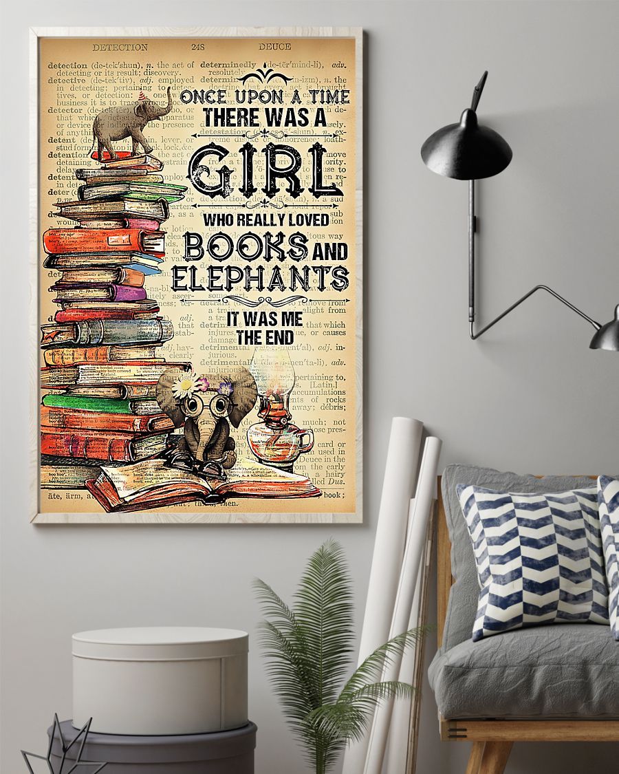 A Girl Who Really Loved Books And Elephants Vertical Canvas And Poster | Wall Decor Visual Art