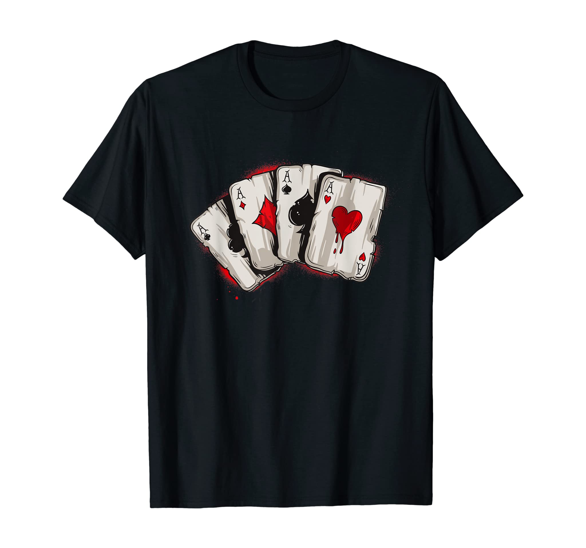 Poker T-Shirt 4 Aces Stud Hands Lucky Souvenir Las Vegas Tee