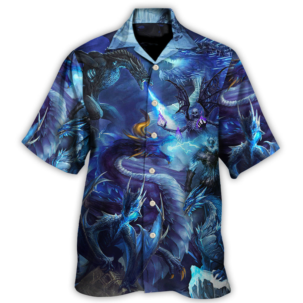 Dragon Blue Skull Fire Lightning Art Style Hawaii Shirt Ha35597