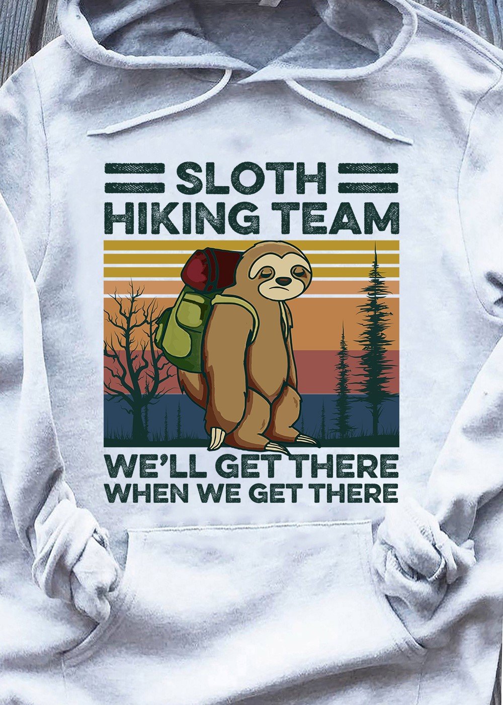 Vintage Funny Sloth Hiking Team We’ll Get There When We Get There Gift Standard Hoodie