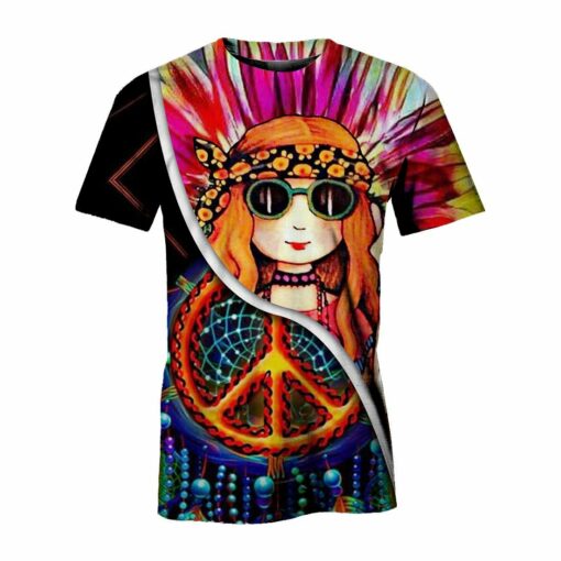 Hippie Half Girl Half Dream Catcher 3D All Over Printed Shirts For Men And Women, Gift For Hippie Lover, Hippie Soul