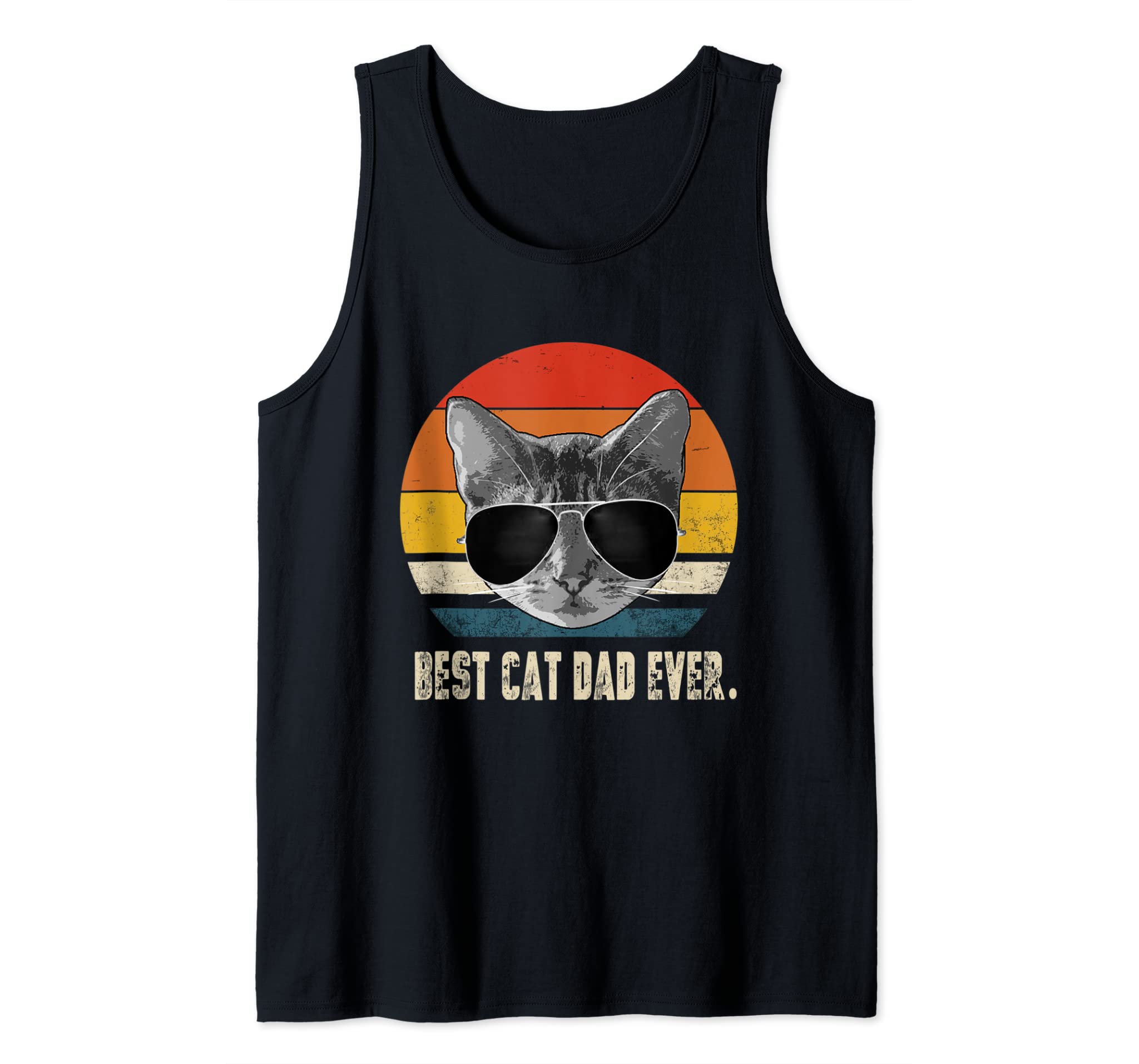 Mens Best Cat Dad Ever Shirt Vintage Retro Cat Father Gift Tank Top